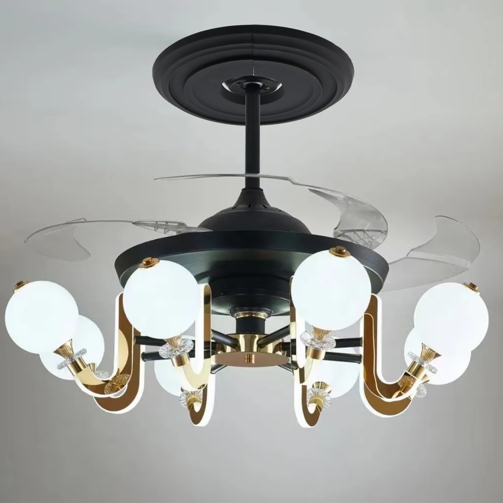 Savagrow 2PCS OD 12.2" Black Multiple Lines Split Ceiling Medallion Ceiling Light Fixture for Light Fixtures & Ceiling Fans