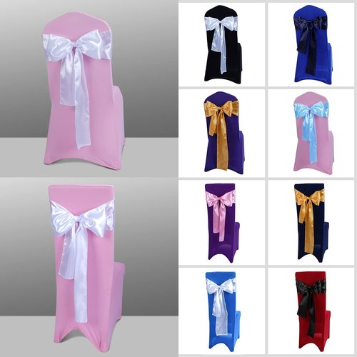Babenest Satin Chair Sashes - 30 Pcs Upgraded Chair Ribbons & Bows for Weddings & Events | White