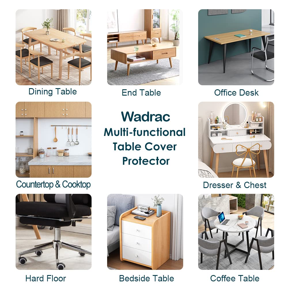 Multi Size 38x82 inch Crystal Clear Plastic PVC Dining Table Protector Mat Living Room Table Cover Protector Vinyl Table Pad Cloths for Woonden Furniture Rectangular Easy Clean Wipeable Waterproof