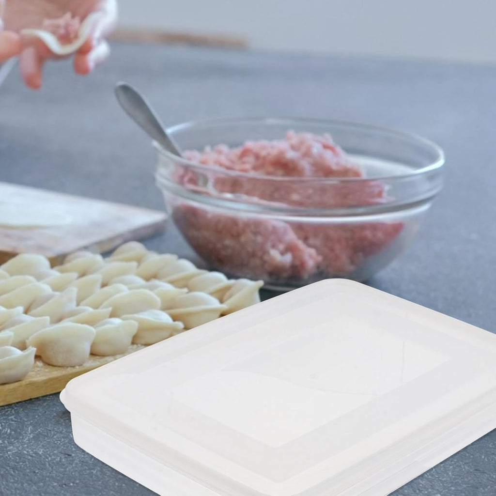 Uonlytech Large Airtight Dumpling Box - Clear Veggie Tray with Lid | Egg and Rice Storage Container