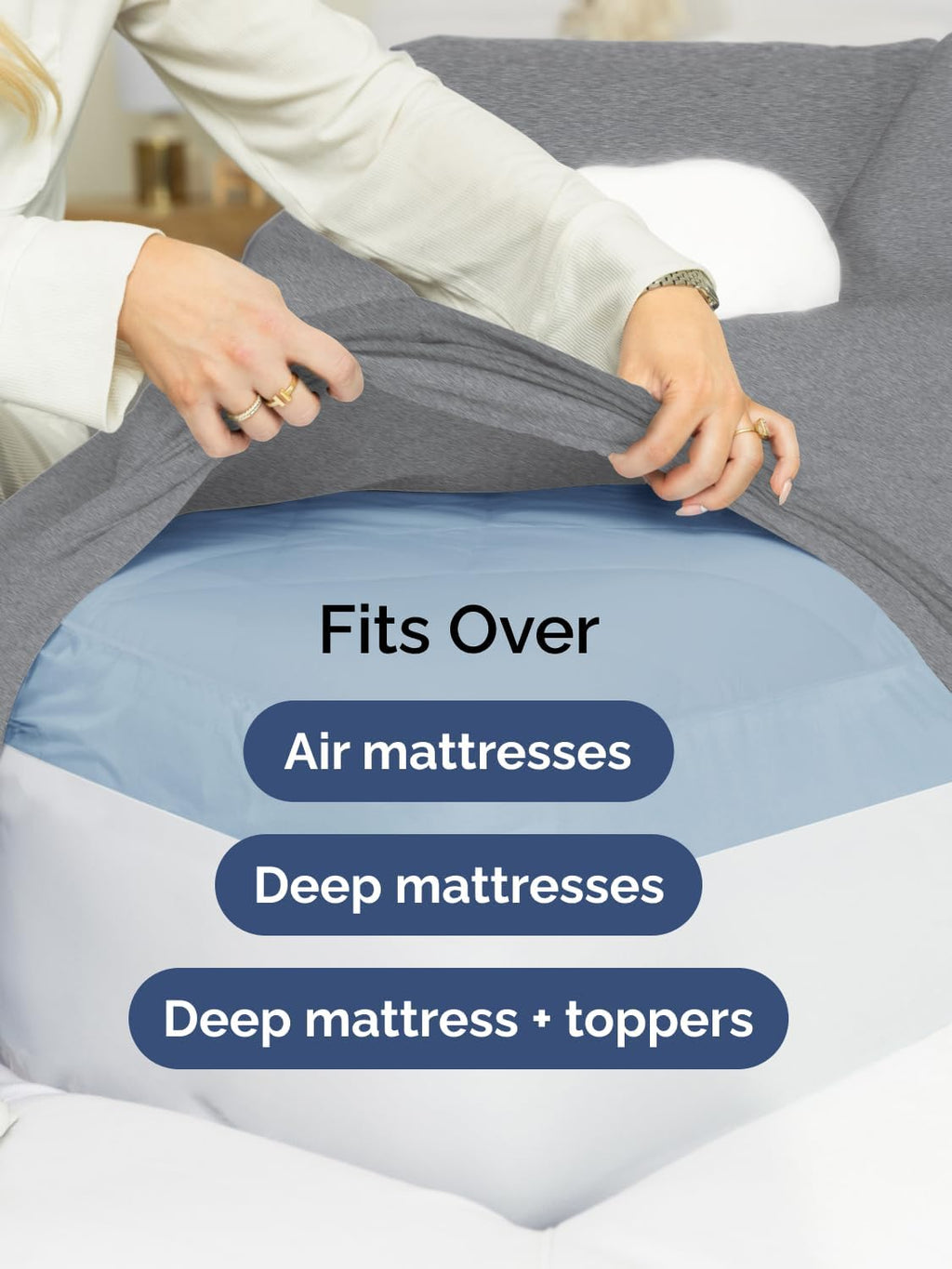 Skiennix Extra Deep King Sheet Set - 6 Piece Breathable Cooling Bedding - Soft Wrinkle-Free Heathered Grey