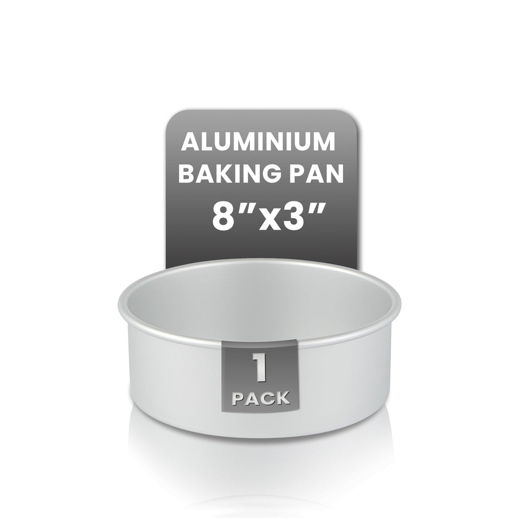 Restaurantware-Met Lux 8 x 3 Inch Straight-Sided Baking Tin, 1 Round Cake Pan - Oven-Ready, Freezable, Anodized Aluminum Round Baking Pan, Greaseproof, For Layer Birthday Cake