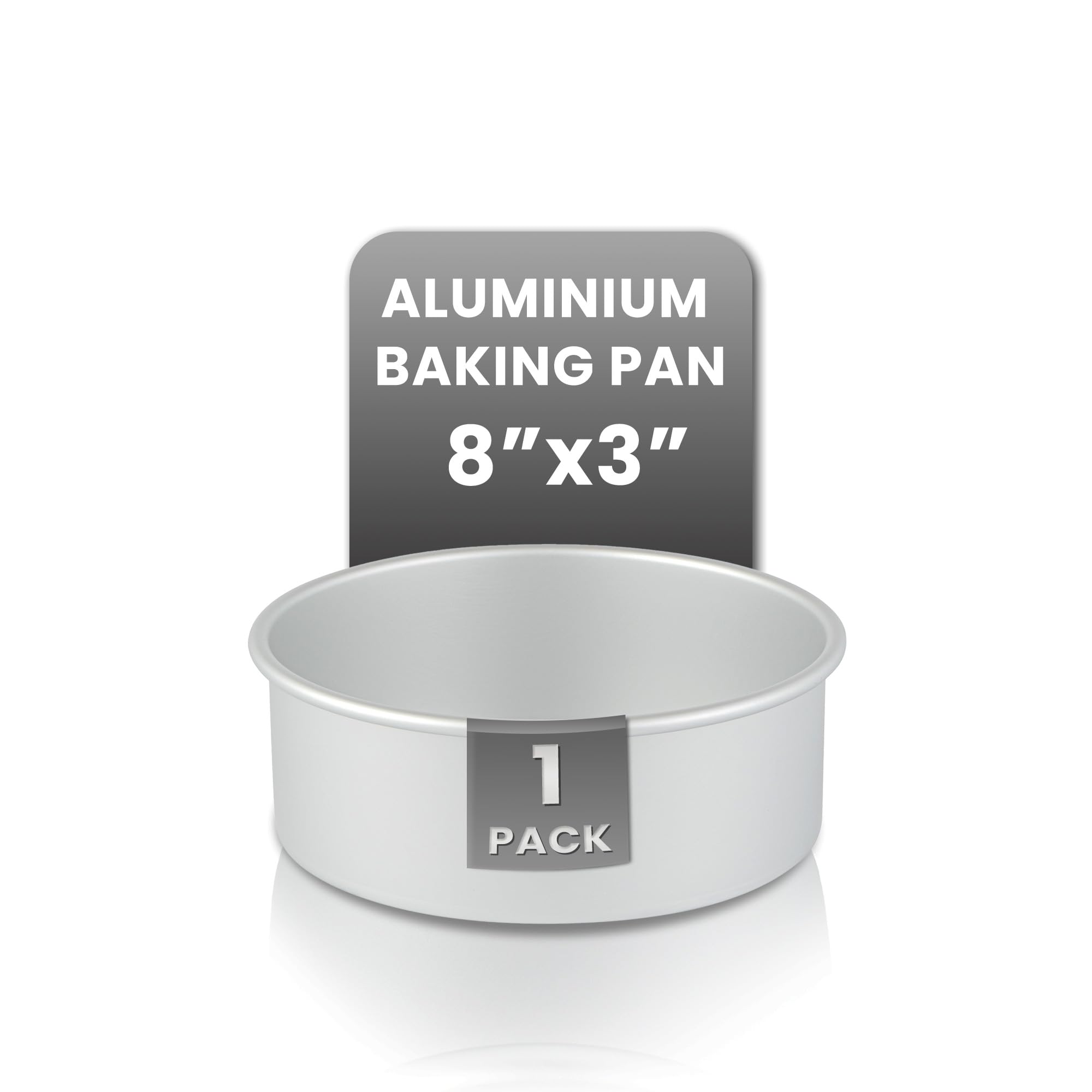 Restaurantware-Met Lux 8 x 3 Inch Straight-Sided Baking Tin, 1 Round Cake Pan - Oven-Ready, Freezable, Anodized Aluminum Round Baking Pan, Greaseproof, For Layer Birthday Cake