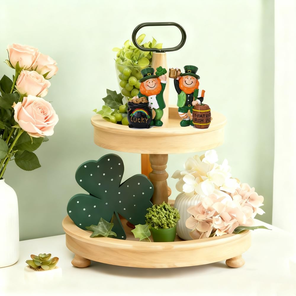 Skiennix St. Patrick's Day Gnome Figurines - 2 Pcs Leprechaun Home Decor for Spring | Indoor Table Display
