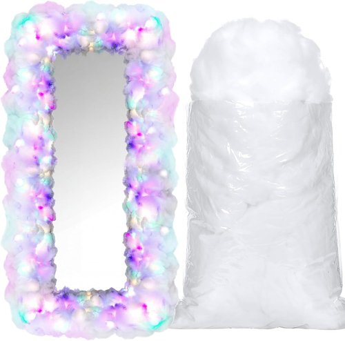Halloscume Cotton Fake Cloud Stuffing - 28.16 Oz Fluffy Fiber Filling with LED Strings for Crafts | Soft Pillow Decor