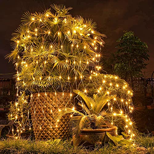 Christmas Net Lights 360 LED Mesh Fairy String Lights 12ft x 5ft Warm White Connectable Outdoor Holiday Decor