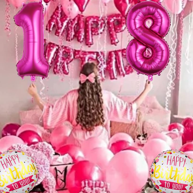 18th Birthday Party Decorations Rose Red Balloon Set 16 Pcs