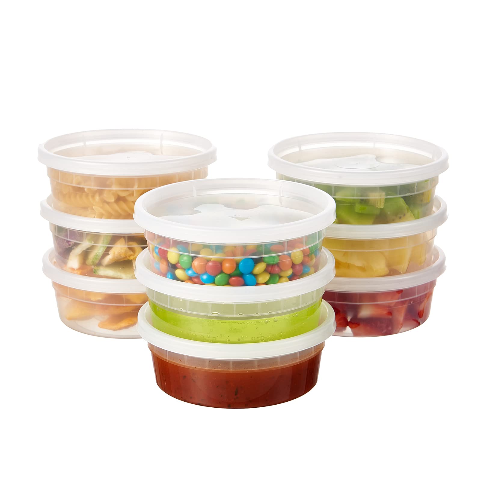 [240Set-8oz] Plastic Deli Food Storage Containers With Lids Disposable Clear Small Togo Jars Bowls For Soup, Meal Prep, Slime | BPA Free | Stackable | Leakproof | Microwave | Dishwasher | Freezer Safe