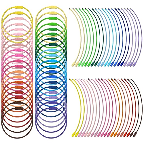 80 PCS Stainless Steel Keychain Cables in 20 Colors - Durable & Lightweight