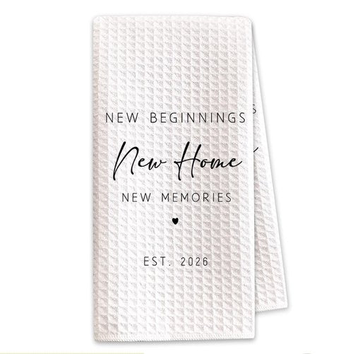 Shescrzionu 1PC Housewarming Gifts for New House 2026 Kitchen Towels, New Beginnings Hand Towels, Ideal Gifts for Homeowner Decorative,Welcoming Home Sweet Home Tea Towels-Ab02
