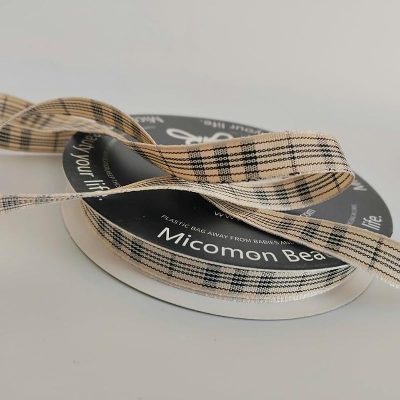 25 Yards White Gingham Ribbon - Eco-Friendly Polyester 3/8"