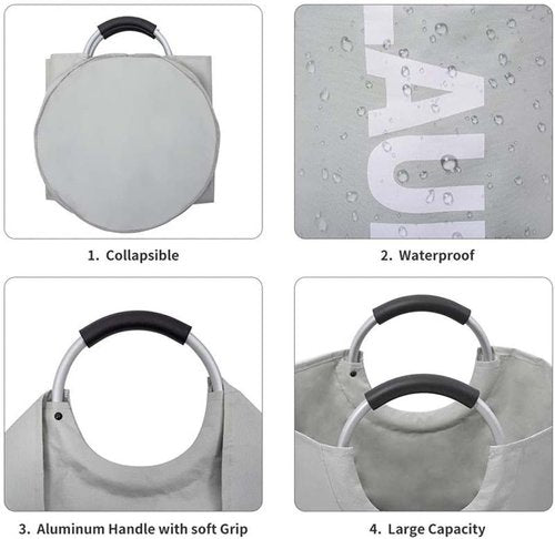 90L Waterproof Laundry Basket by [Brand Name] - Durable Hamper with Foam Handles | Black, 2 Pack