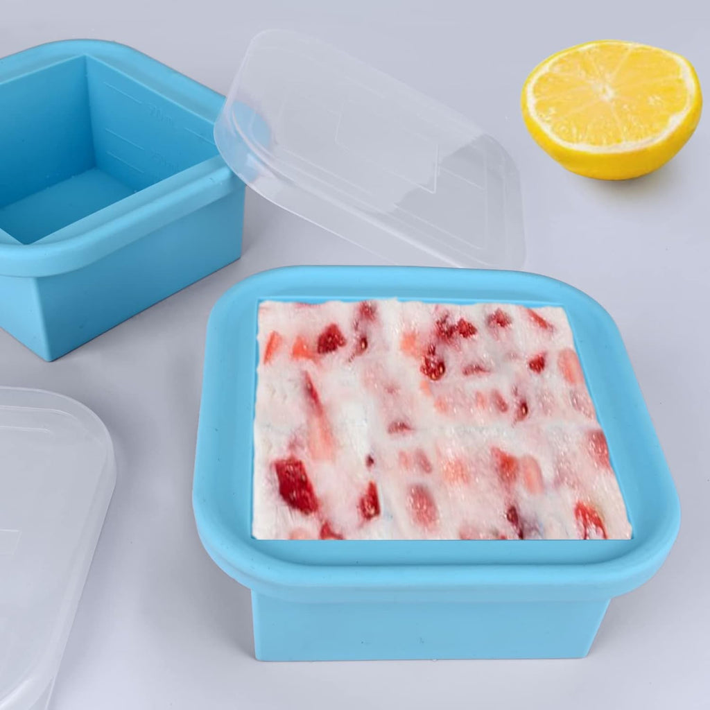 Skiennix 2 Cup Silicone Freezer Trays - 4 Pack Molds for Soups, Broths, Stews & Sauces