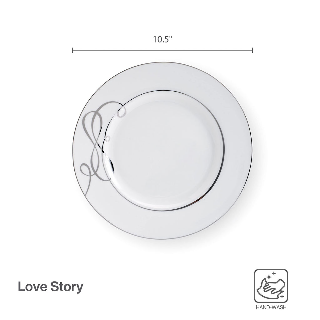 Mikasa Love Story Platinum Banded Dinner Plates, Set of 4