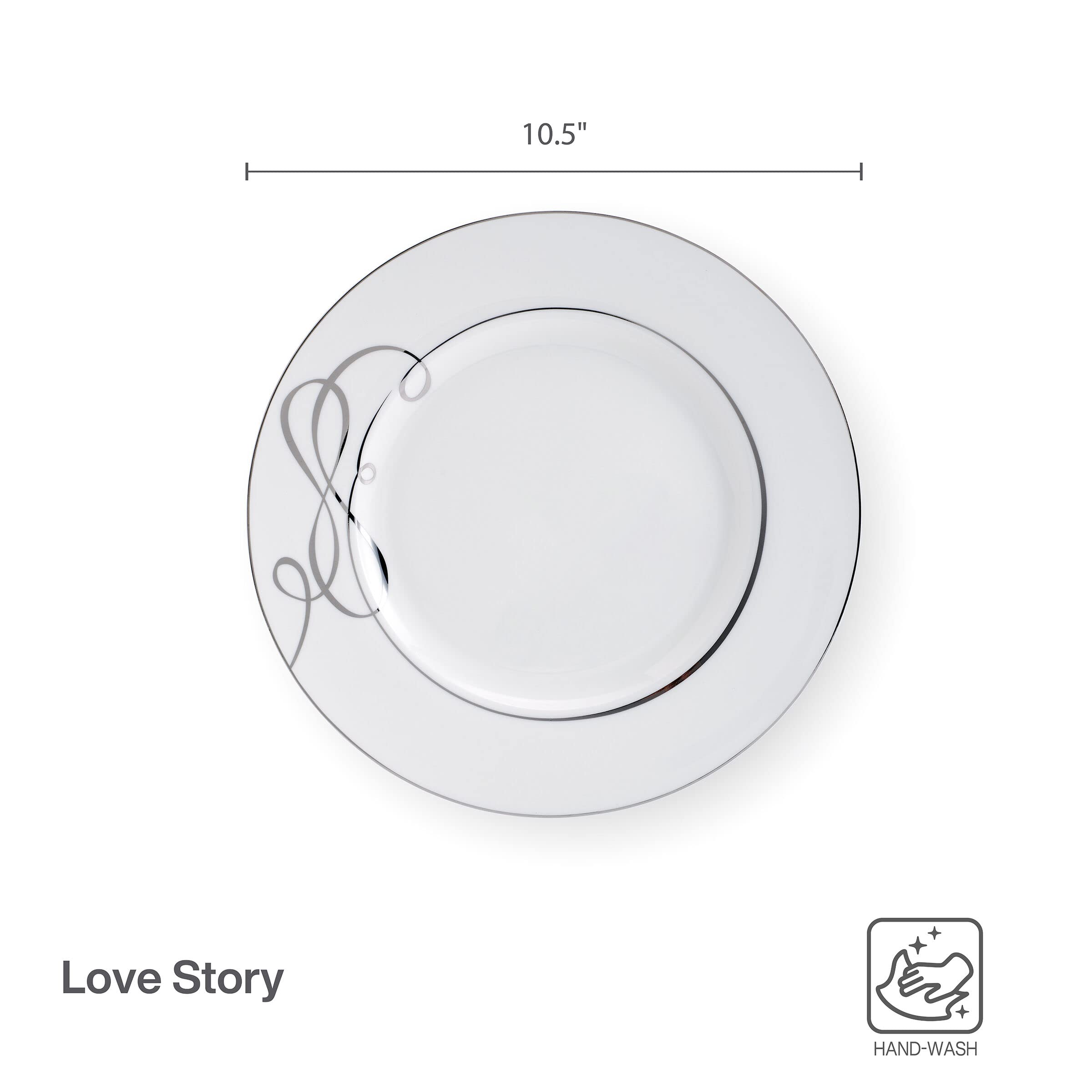 Mikasa Love Story Platinum Banded Dinner Plates, Set of 4