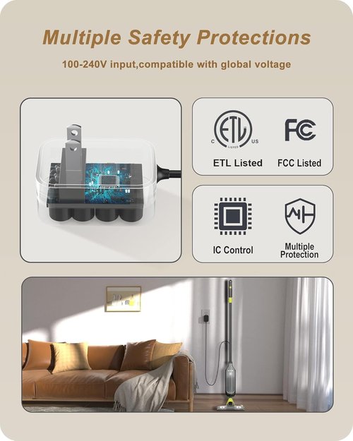 FGIEU for Shark VM252 Magnetic Charger Compatible with Shark VM252 VM252C QM250 VACMOP Pro Cordless Hard Floor Vacuum Mop Charger