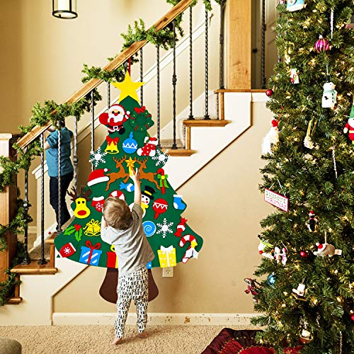 DIY Felt Christmas Tree for Toddlers with 34 Detachable Ornaments - Wall Hanging Holiday Decoration