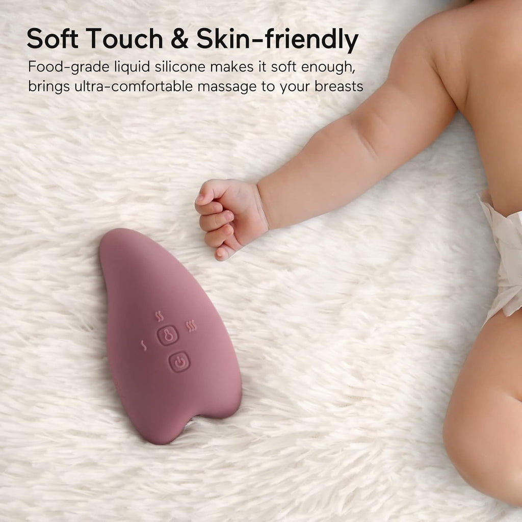 Momcozy Warming Lactation Massager - 2-in-1 Soft Breast Massager with Heat & Vibration for Improved Milk Flow