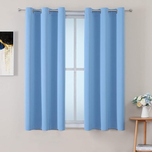 ChrisDowa Grommet Room Darkening Curtains - Thermal Insulated Blackout Panels, Sky Blue, 38W x 54L