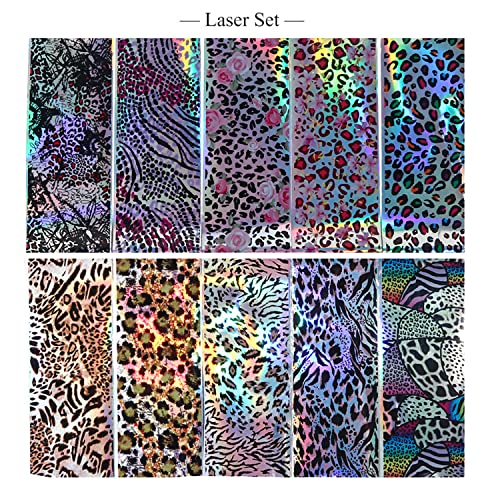 Leopard Nail Foil Transfer Stickers - 10 Sheets Laser Print Decals