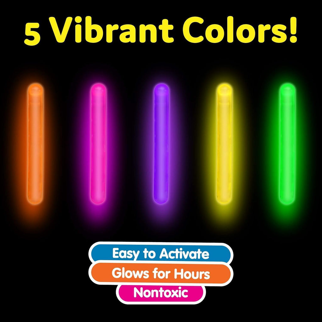 PartySticks Mini Glow Sticks - 200 Pack Glow-in-the-Dark Neon Light Sticks | Perfect for Easter Eggs & Party Favors
