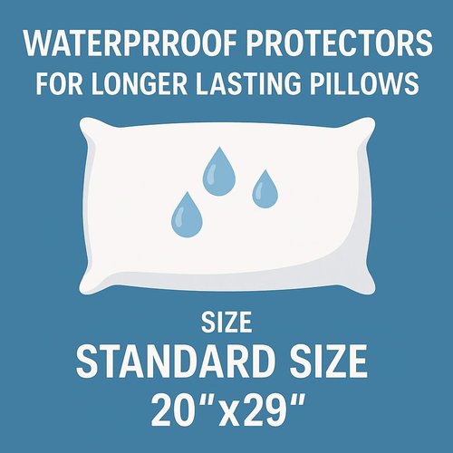 Deluxe Zippered Vinyl Pillow Covers - Waterproof Protection for Standard 20"x29" Pillows | Ideal for Home & Hotel Use