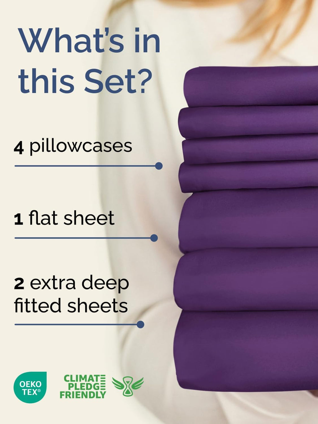 Skiennix Extra Deep Split King Sheet Set | 7-Piece Breathable Cooling Bedding - Soft, Wrinkle-Free - Purple