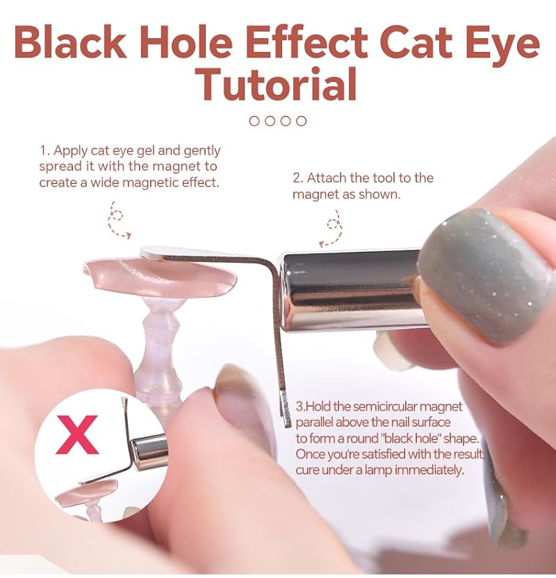 Rolabling Heart Magnet Cat Eye Nail Tool Set with Y-Shaped Guide Wand