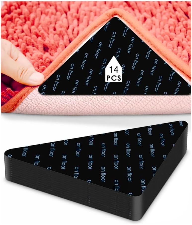 Skiennix 14PCS Non-Slip Rug Pad Grippers - Reusable & Washable for Area Rugs & Carpets