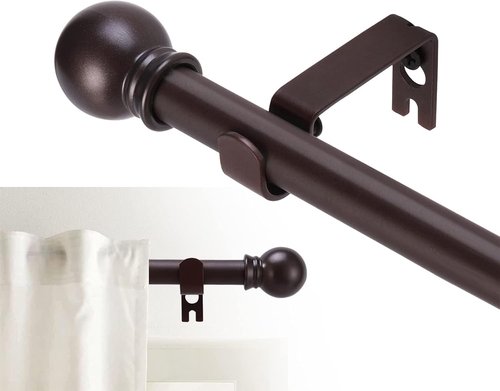 GXOACKJ Decorative Curtain Rods - Heavy Duty Metal for Windows 66-120 Inch | Brown Finish with Brackets