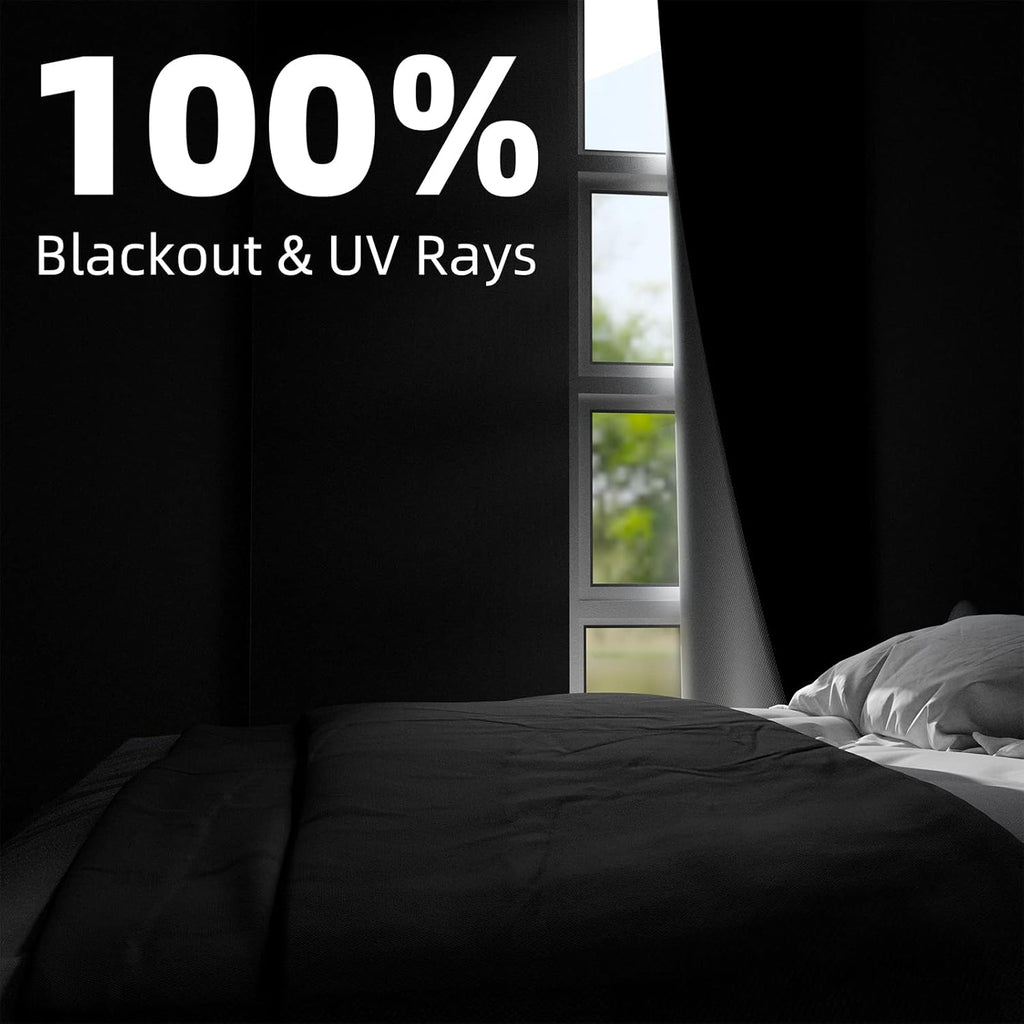 NIGHTON Portable Blackout Curtains - 100% Light Blocking, Adhesive Hook & Loop, 40" x 59", Black
