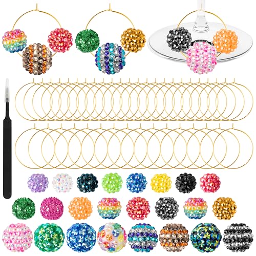 DIY Personalized Wine Glass Charms Kit – 24 Colorful Beads & 40 Rings