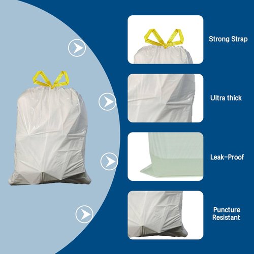 Large Trash Bags, Big Tall heavy duty 21 Gallon/ 50-90 Liter Drawstring Trash Bags, Easy-Dispense Leaf Roll, tear-free design, Extra-Strong Unscented 30 Count for Kitchen & Household & Commercial.