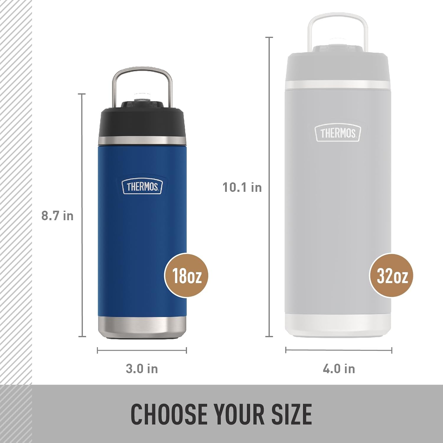 THERMOS Icon Series Insulated Water Bottle - 18 Ounce, Seafoam | Stainless Steel with Straw Lid