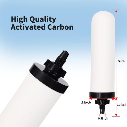 YKMGON 4 PACK 7" Gravity Drinking Water Ceramic Replacement Candle Element Filter with Activated Carbon, 7-Inch Gravity Water Replacement Filter for Basic Gravity Water Filter