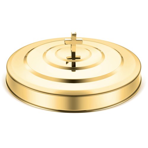 Newtay Gold Communion Trays Cover Stainless Steel Round Holy Cup Tray Cover for Churches Communion Supplies, 11 Inches