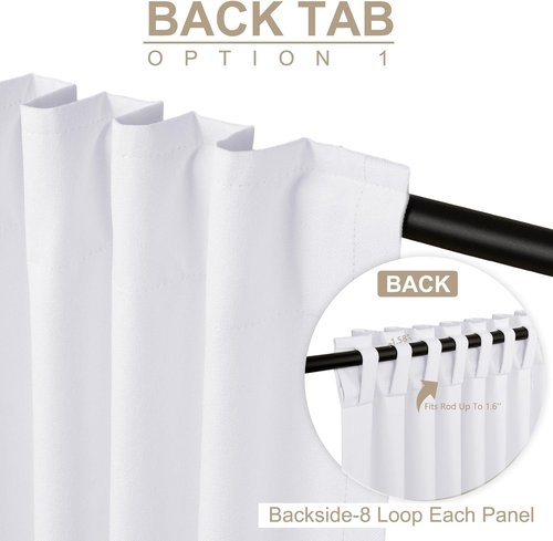 100% Blackout Shield Blackout Curtains - Thermal Insulated 2 Panels Set, 50" W x 63" L, Bright White