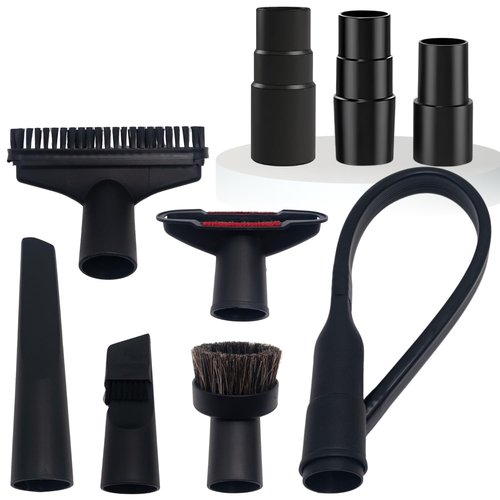 Household Vacuum Cleaner Attachments & Adapter Kit Compatible Small Shop Vacs Hose 1-1/4'' - Horsehair Dust Brush, Flexible Crevice Tool for Cleaning Dryer & Vent, Car Seat Corner