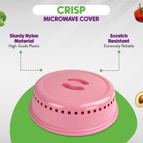 Crisp Pink Microwave Splatter Cover for Food, Plates & More - Splatter-Proof Lid & Accessories - Durable, Easy-Clean Dish Cover for Microwave Oven