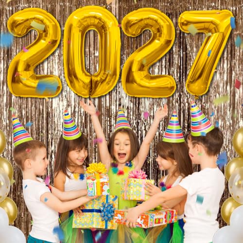 40 Inch Gold 2027 Foil Number Balloons - New Year & Graduation Party Decor