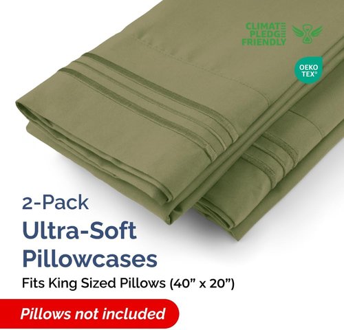 King Pillow Cases by [Brand Name] - Ultra Soft Hotel Quality Covers | Wrinkle-Free, Stain & Fade Resistant - 2 Piece Set in Sage Green