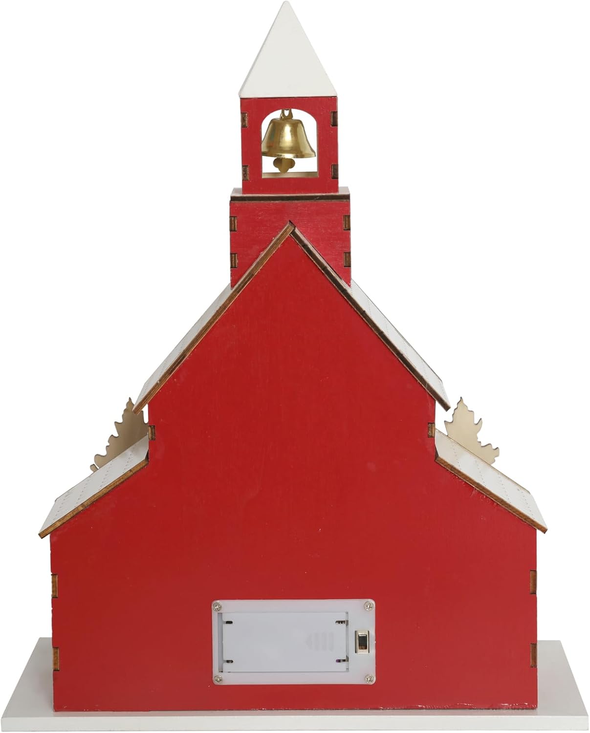 Wooden Lighted Christmas Church Decor | 11.8” Xmas Village Chapel with LED Lights & Snowman