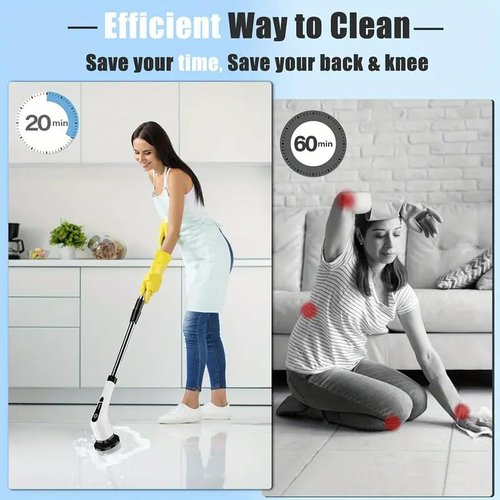 Electric Spin Scrubber,Cordless Cleaning Brush,Shower Cleaning Brush with 8 Replaceable Brush Heads, Power Scrubber 5 Adjustable Speeds for Floor Bathroom Shower Bathtub Glass Car