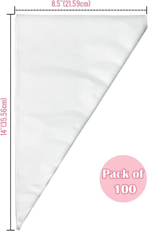 Keenpioneer 14-Inch Tipless Disposable Pastry Bags - Ideal for Cake & Cookie Decorating | Pack of 100