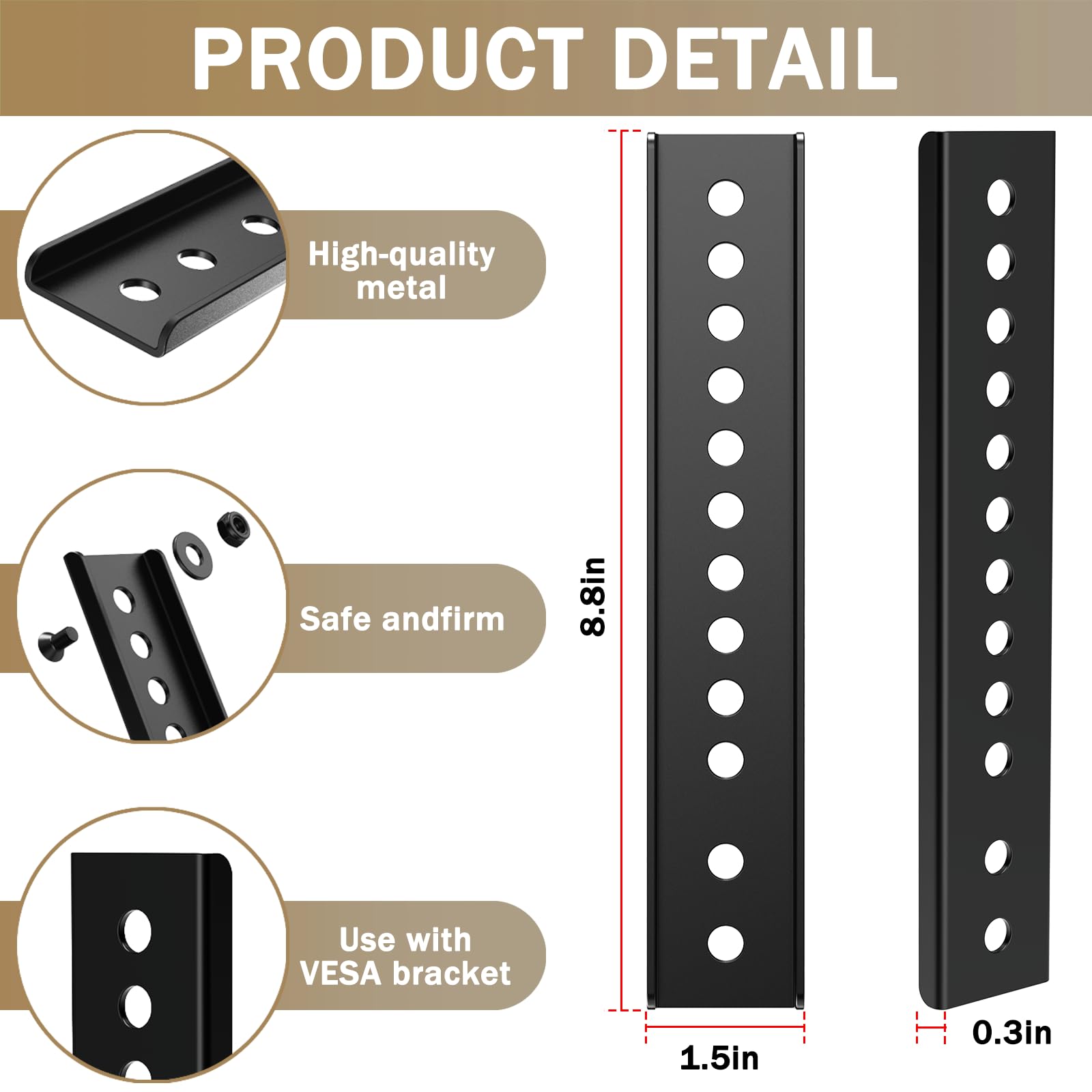 Vertical VESA Extender Plate Bracket Kit, TV Mount Extension Bracket Designed for Low VESA Pattern TV’s, Suitable for Use with Most VESA mounts and TV Ceiling Mount - 2 Brackets