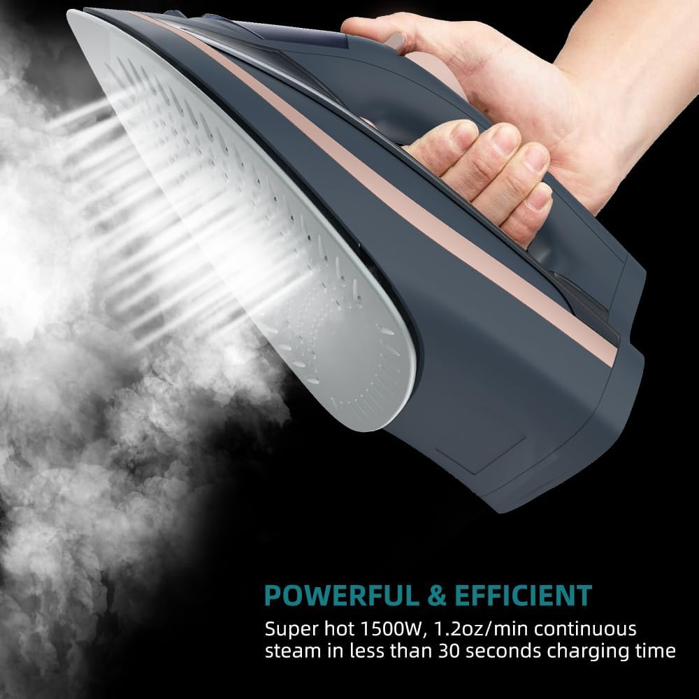 Martisan Cordless Iron - 1500W Wireless Rapid Heating with Ceramic Soleplate & Retractable Cord