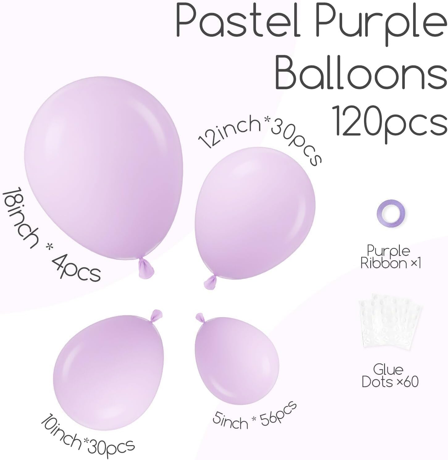 Skiennix 120pcs Pastel Purple Balloons - Light Purple Balloon Garland for Baby Showers & Parties