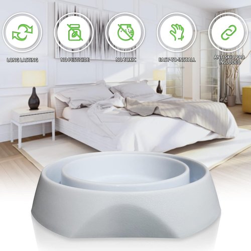 Bed Bug Interceptors by [Brand Name] - Effective Bed Bug Traps with Anti-Skid Pads | White - 4 Pcs