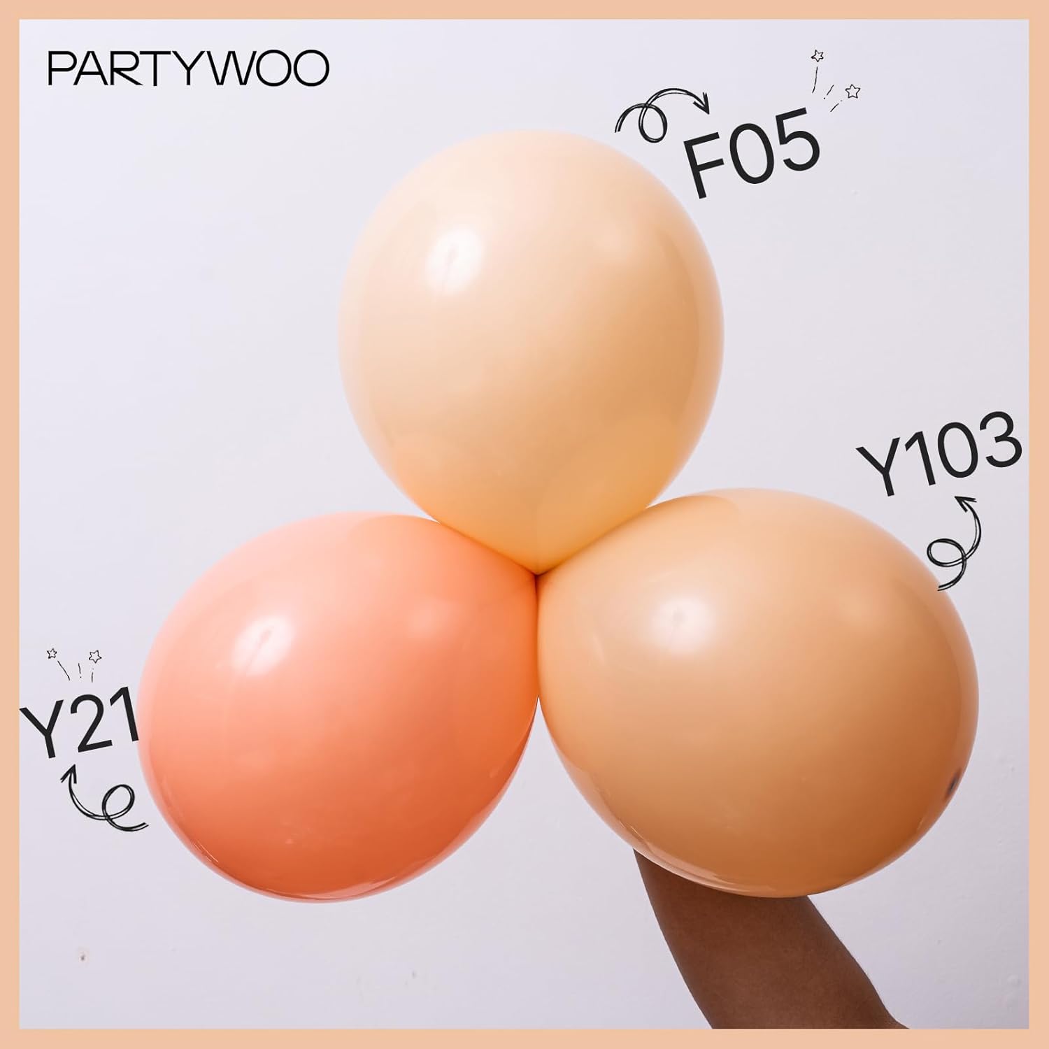 PartyWoo Nude Balloons - 100-Piece Pack in Various Sizes | Beige & Apricot Balloon Arch Kit for Celebrations