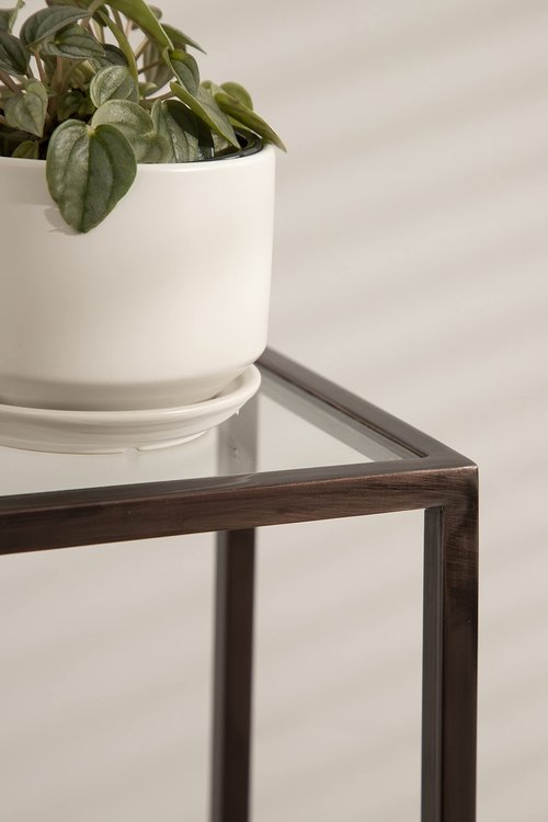 Kate and Laurel Jaspur Modern Drink Table, 7 x 7 x 21, Bronze, Decorative Glam Accent Table for Display and Storage